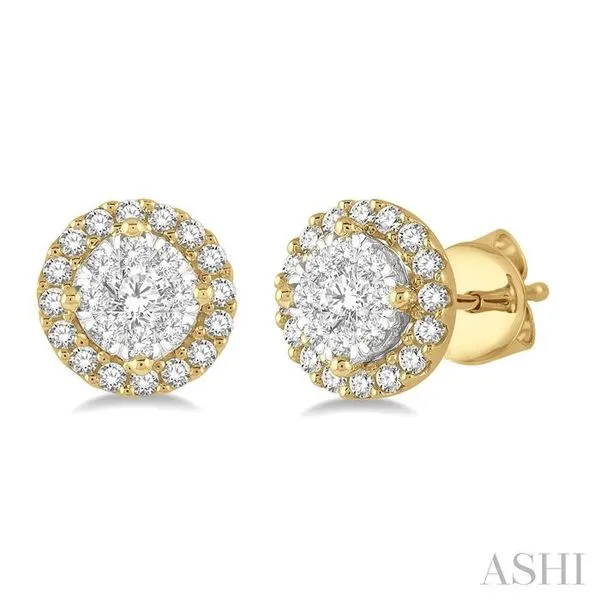 1/3 Ctw Lovebright Round Cut Diamond Stud Earrings in 14K Yellow and White Gold Hart's Jewelers Grants Pass, OR