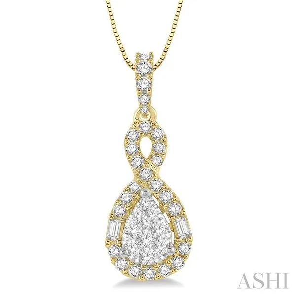 1/2 Ctw Pear Shape Lovebright Diamond Pendant in 14K Yellow and White Gold with chain Hart's Jewelers Grants Pass, OR