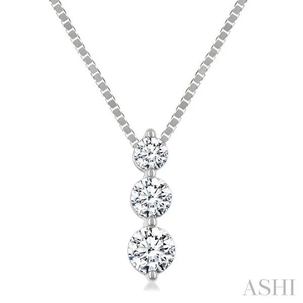 1/3 Ctw Round Cut Diamond Three-Stone Snowman Pendant With Chain in 14K White Gold Hart's Jewelers Grants Pass, OR