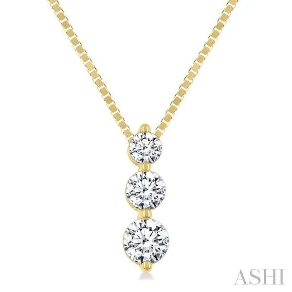 1/3 Ctw Round Cut Diamond Three-Stone Snowman Pendant With Chain in 14K Yellow Gold Hart's Jewelers Grants Pass, OR