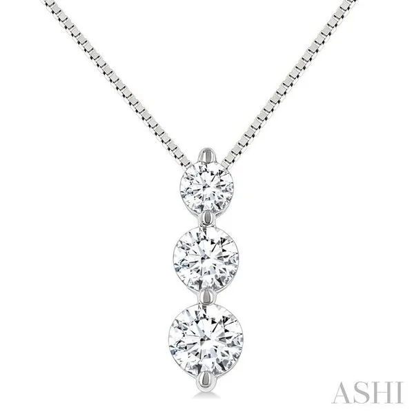 1/4 Ctw Round Cut Diamond Three-Stone Snowman Pendant With Chain in 14K White Gold Hart's Jewelers Grants Pass, OR