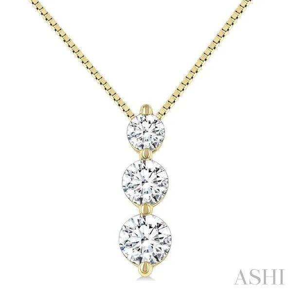 1/4 Ctw Round Cut Diamond Three-Stone Snowman Pendant With Chain in 14K Yellow Gold Hart's Jewelers Grants Pass, OR