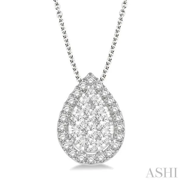 1/2 Ctw Pear Shape Lovebright Round Cut Diamond Pendant With Chain in 14K White Gold Hart's Jewelers Grants Pass, OR
