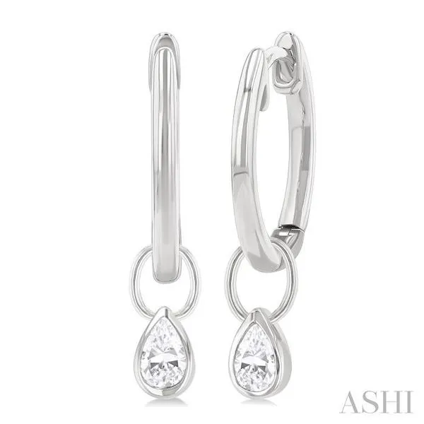 1/3 Ctw Bezel Set Pear Cut Diamond Huggie Earrings in 14K White Gold Hart's Jewelers Grants Pass, OR