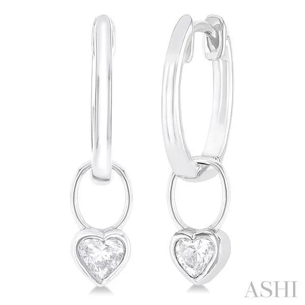 1/3 Ctw Bezel Set Heart Cut Diamond Huggie Earrings in 10K White Gold Hart's Jewelers Grants Pass, OR