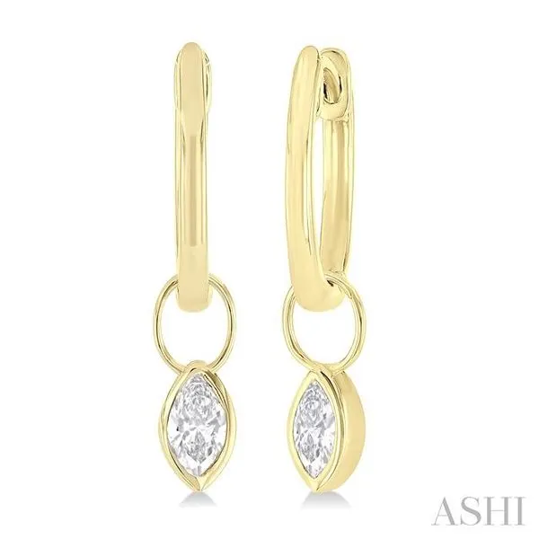 1/3 Ctw Bezel Set Marquise Cut Diamond Huggie Earrings in 10K Yellow Gold Hart's Jewelers Grants Pass, OR