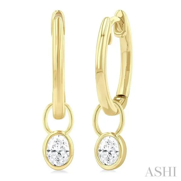 1/3 Ctw Bezel Set Oval Cut Diamond Huggie Earrings in 10K Yellow Gold Hart's Jewelers Grants Pass, OR