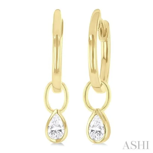 1/3 Ctw Bezel Set Pear Cut Diamond Huggie Earrings in 10K Yellow Gold Hart's Jewelers Grants Pass, OR
