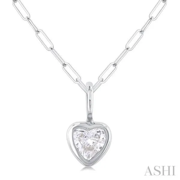 1/5 Ctw Heart Shape Bezel Set Diamond Fashion Pendant With Paperclip Chain in 14K White Gold Hart's Jewelers Grants Pass, OR