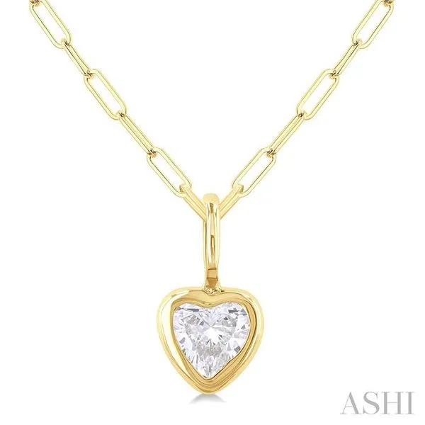 1/5 Ctw Heart Shape Bezel Set Diamond Fashion Pendant With Paperclip Chain in 14K Yellow Gold Hart's Jewelers Grants Pass, OR