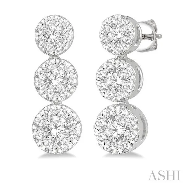 1/2 Ctw Hanging Triple Mount Lovebright Round Cut Diamond Earring in 14K White Gold Hart's Jewelers Grants Pass, OR