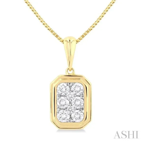 1/3 Ctw Lovebright Emerald Shape Round Cut Diamond Fashion Pendant With Chain in 14K Yellow and White Gold Hart's Jewelers Grants Pass, OR