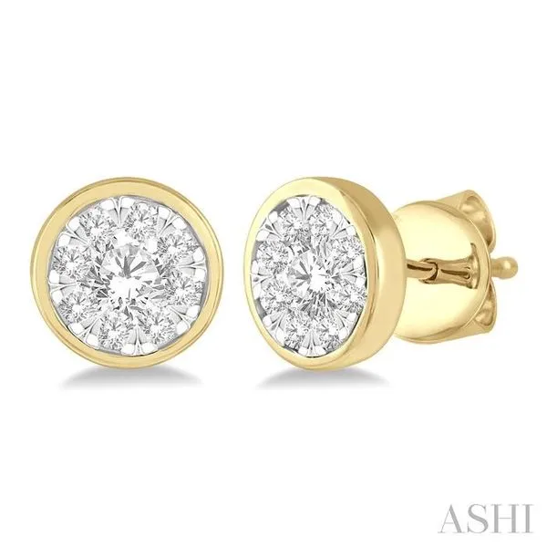 1/2 Ctw Lovebright Round Cut Diamond Stud Earrings in 14K Yellow and White Gold Hart's Jewelers Grants Pass, OR