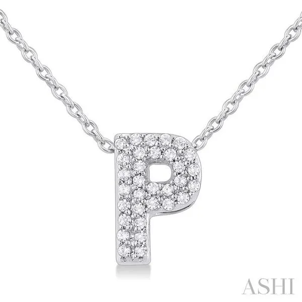 1/10 Ctw Bubble Accent Initial 'P' Round Cut Diamond Fashion Pendant With Chain in 10K White Gold Hart's Jewelers Grants Pass, OR