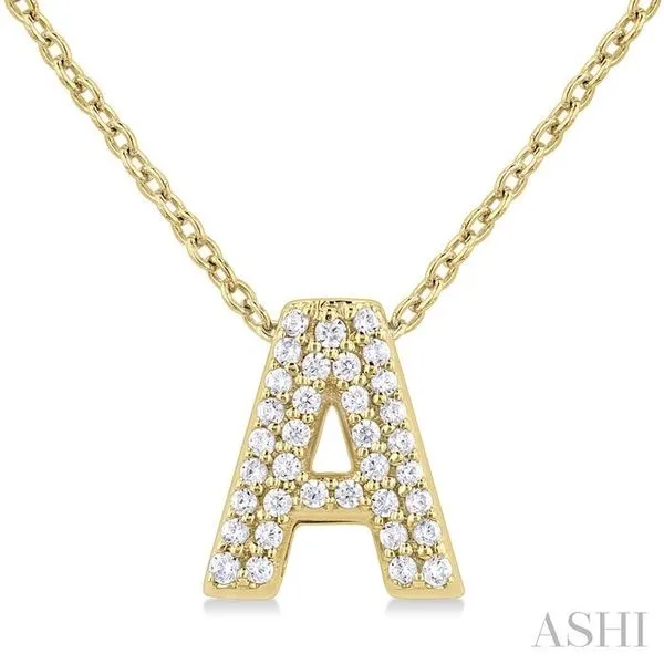 1/10 Ctw Bubble Accent Initial 'A' Round Cut Diamond Fashion Pendant With Chain in 10K Yellow Gold Hart's Jewelers Grants Pass, OR