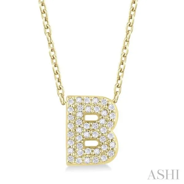 1/8 Ctw Bubble Accent Initial 'B' Round Cut Diamond Fashion Pendant With Chain in 10K Yellow Gold Hart's Jewelers Grants Pass, OR