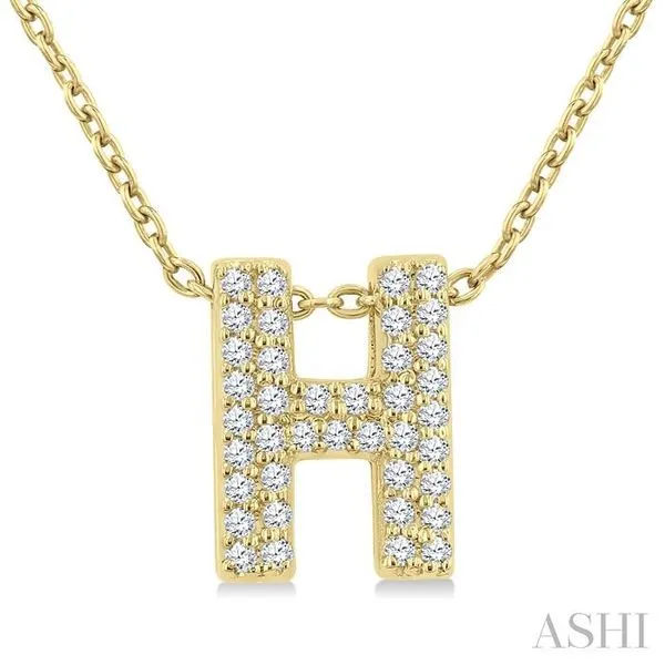 1/8 Ctw Bubble Accent Initial 'H' Round Cut Diamond Fashion Pendant With Chain in 10K Yellow Gold Hart's Jewelers Grants Pass, OR