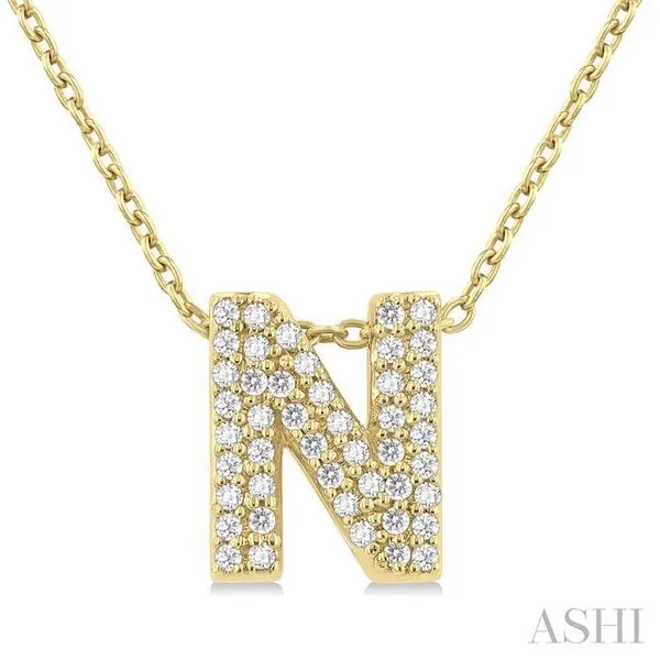 1/6 Ctw Bubble Accent Initial 'B' Round Cut Diamond Fashion Pendant With Chain in 10K Yellow Gold Hart's Jewelers Grants Pass, OR