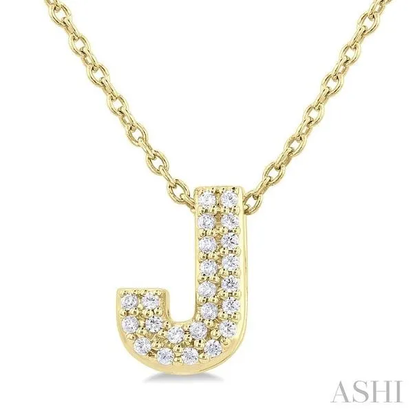 1/10 Ctw Initial 'J' Round Cut Diamond Fashion Pendant With Chain in 10K Yellow Gold Hart's Jewelers Grants Pass, OR