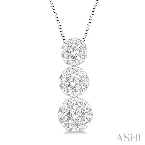 1/2 Ctw Lovebright 3 stone Essential Round Cut Diamond Pendant with Chain in 14K White Gold Hart's Jewelers Grants Pass, OR