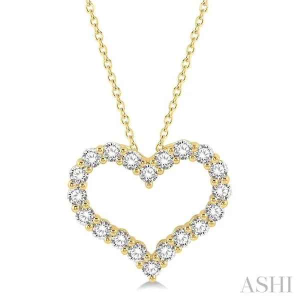 1 1/2 Ctw Heart Shape Round Cut Diamond Pendant With Chain in 14K Yellow Gold Hart's Jewelers Grants Pass, OR