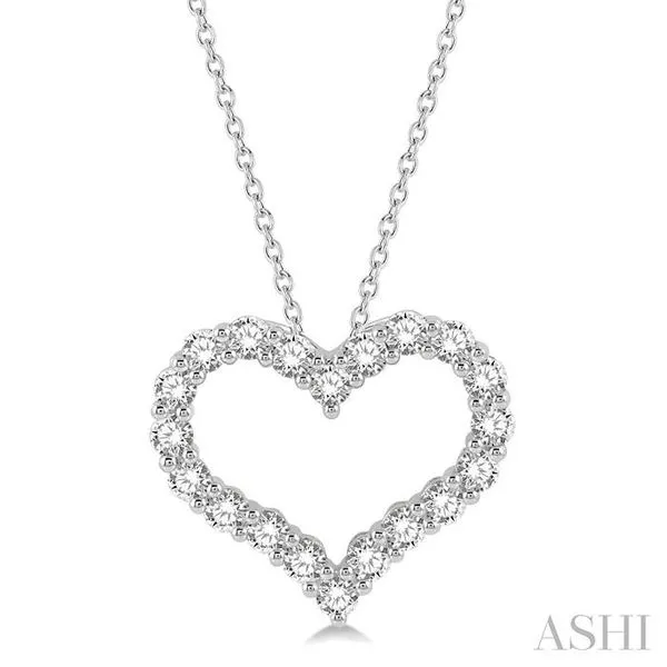 1 Ctw Heart Shape Round Cut Diamond Pendant With Chain in 14K White Gold Hart's Jewelers Grants Pass, OR