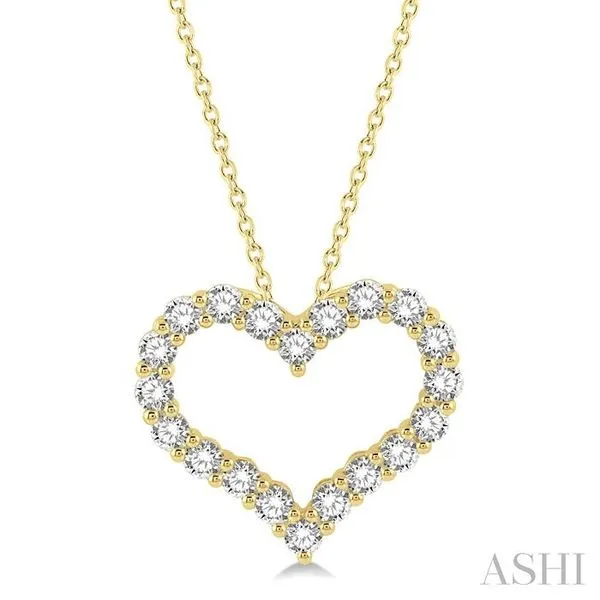 1 Ctw Heart Shape Round Cut Diamond Pendant With Chain in 14K Yellow Gold Hart's Jewelers Grants Pass, OR