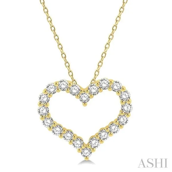 3/4 Ctw Heart Shape Round Cut Diamond Pendant With Chain in 14K Yellow Gold Hart's Jewelers Grants Pass, OR