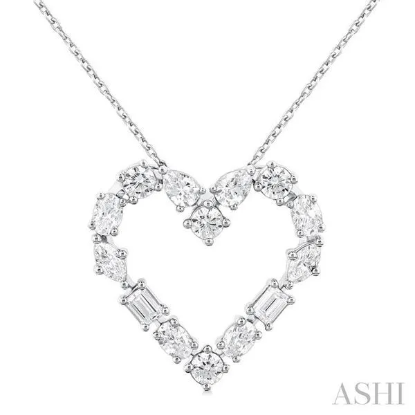 1 Ctw Heart Shape Mixed Diamond Cut Fashion Pendant With Chain in 14K White Gold Hart's Jewelers Grants Pass, OR