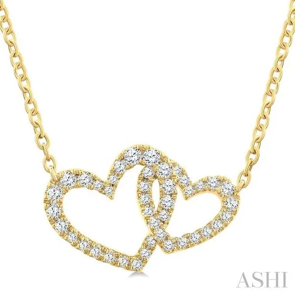 1/4 Ctw Interlocked Heart Round Cut Diamond Fashion Pendant With Chain in 10K Yellow Gold Hart's Jewelers Grants Pass, OR