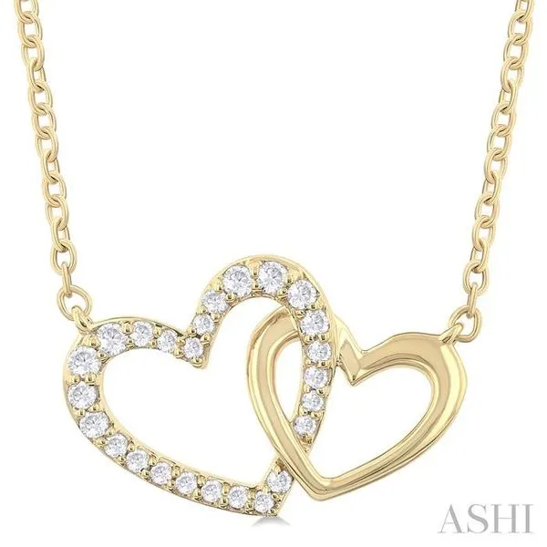 1/8 Ctw Interlocked Heart Round Cut Diamond Fashion Pendant With Chain in 10K Yellow Gold Hart's Jewelers Grants Pass, OR