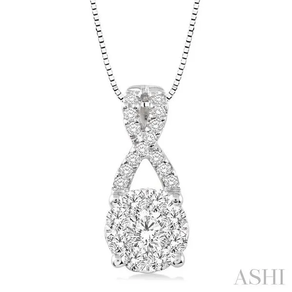 1/4 Ctw Lovebright Round Cut Diamond Pendant in 14K White Gold with Chain Hart's Jewelers Grants Pass, OR
