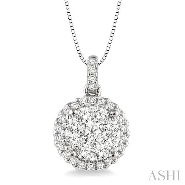 1/2 Ctw Lovebright Round Cut Diamond Pendant in 14K White Gold with Chain Hart's Jewelers Grants Pass, OR