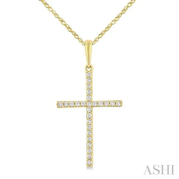 1/10 Ctw Round Cut Diamond Petite Cross Fashion Pendant With Chain in 10K Yellow Gold Hart's Jewelers Grants Pass, OR