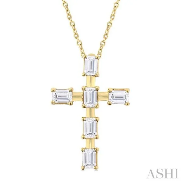 1/2 Ctw Cross Emerald Cut Diamond Fashion Pendant With Chain in 14K Yellow Gold Hart's Jewelers Grants Pass, OR