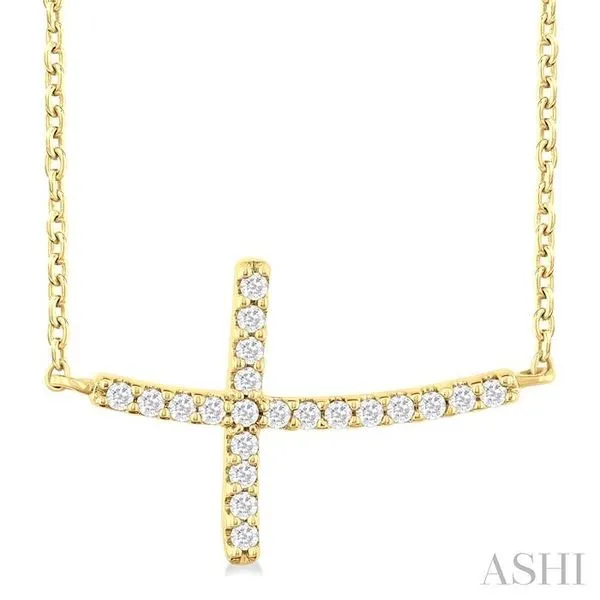 1/10 Ctw Petite Sideways Cross Round Cut Diamond Fashion Pendant With Chain in 10K Yellow Gold Hart's Jewelers Grants Pass, OR