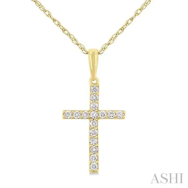 1/10 Ctw Cross Round Cut Diamond Fashion Pendant With Chain in 14K Yellow Gold Hart's Jewelers Grants Pass, OR