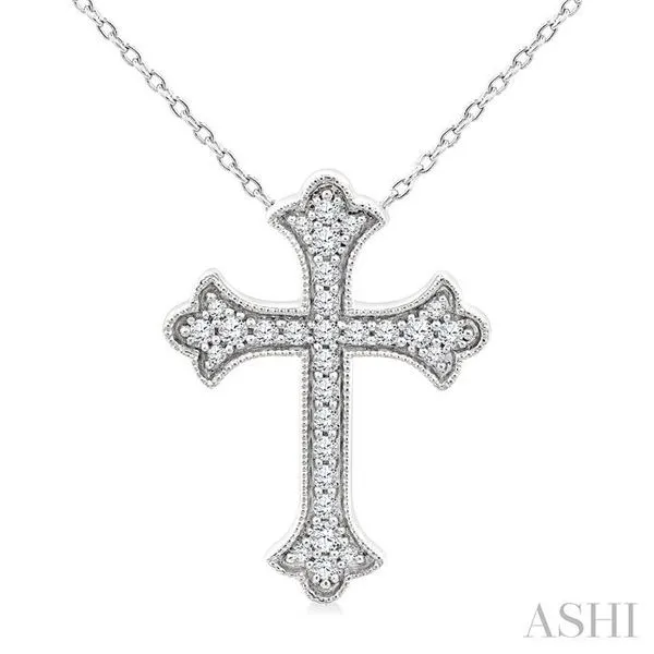 1/5 Ctw Round Cut Diamond Cross Petite Fashion Pendant With Chain in 10K White Gold Hart's Jewelers Grants Pass, OR