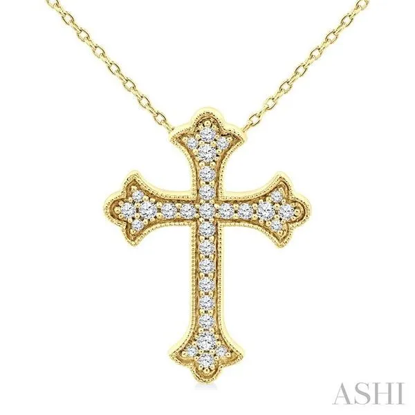 1/5 Ctw Round Cut Diamond Cross Petite Fashion Pendant With Chain in 10K Yellow Gold Hart's Jewelers Grants Pass, OR