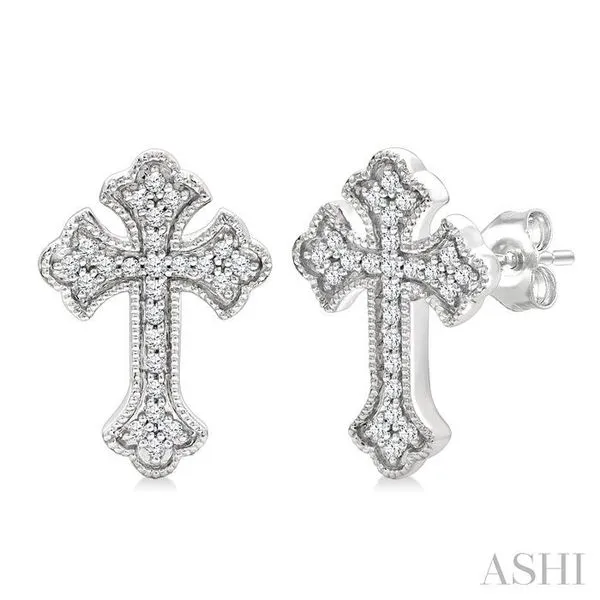 1/6 Ctw Round Cut Diamond Cross Petite Fashion Earrings in 10K White Gold Hart's Jewelers Grants Pass, OR