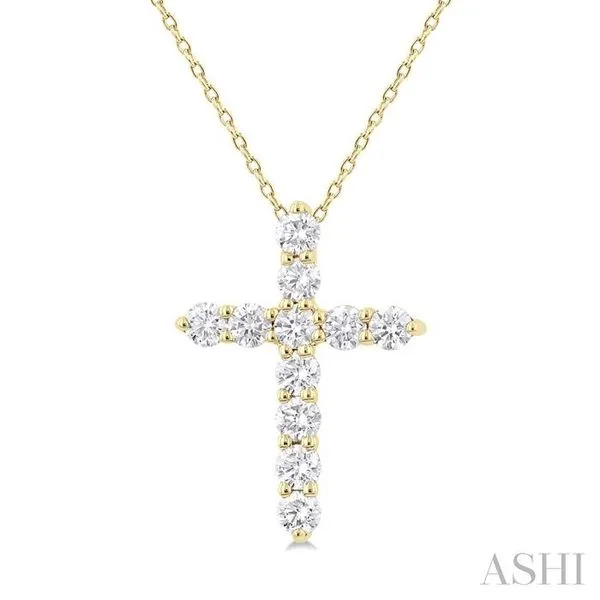 1/3 Ctw Round Cut Diamond Cross Pendant With Chain in 14K Yellow Gold Hart's Jewelers Grants Pass, OR