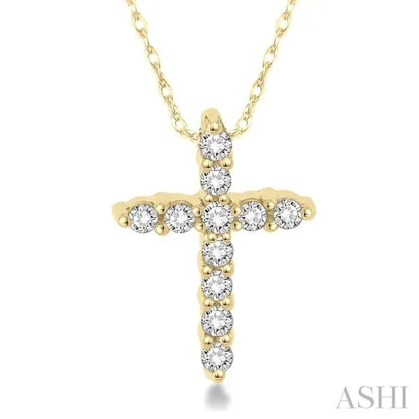 1/20 Ctw Round Cut Diamond Cross Petite Pendant in 10K Yellow Gold with Chain Hart's Jewelers Grants Pass, OR