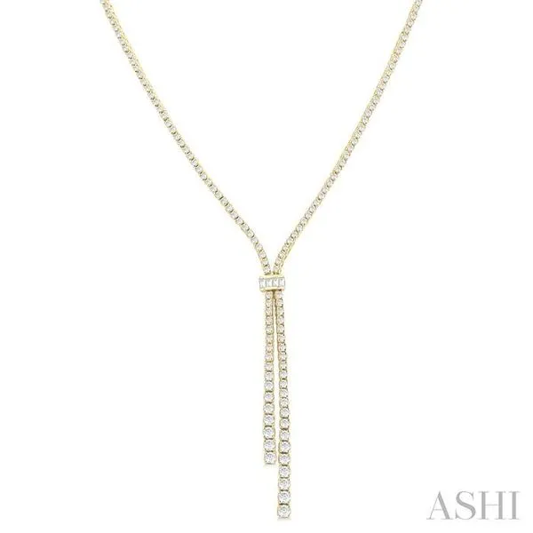 3 Ctw Split Y-Shape Baguette and Round Cut Diamond Lariat Necklace in 14K Yellow Gold Hart's Jewelers Grants Pass, OR