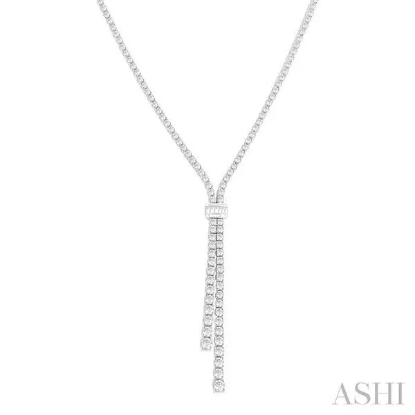 5 Ctw Split Y-Shape Baguette and Round Cut Diamond Lariat Necklace in 14K White Gold Hart's Jewelers Grants Pass, OR