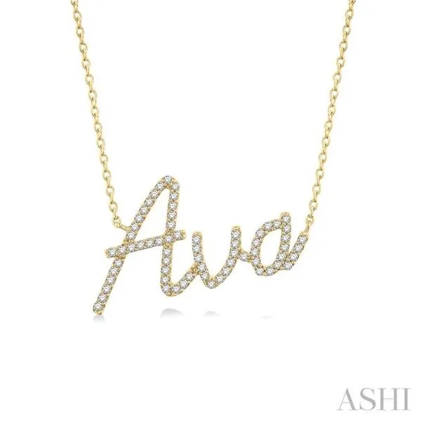 1/8 Ctw 'Ava' Script Name Round Cut Diamond Necklace in 10K Yellow Gold Hart's Jewelers Grants Pass, OR