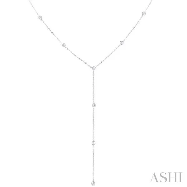 1/3 Ctw Bezel Set Round Cut Diamond Y-Shape Lariat Station Necklace in 14K White Gold Hart's Jewelers Grants Pass, OR