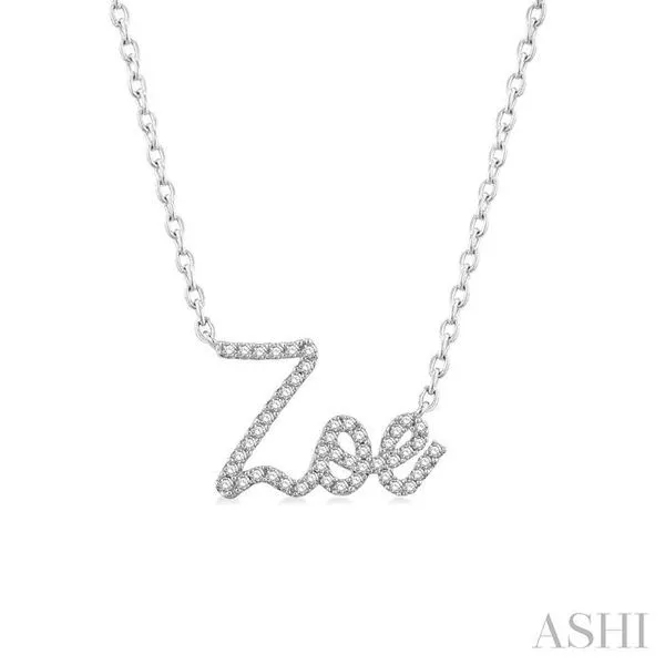 1/6 Ctw 'Zoe' Script Name Round Cut Diamond Necklace in 10K White Gold Hart's Jewelers Grants Pass, OR