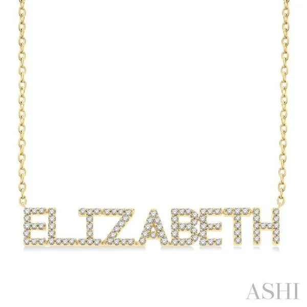 1/3 Ctw 'ELIZABETH' Block Name Round Cut Diamond Necklace in 10K Yellow Gold Hart's Jewelers Grants Pass, OR