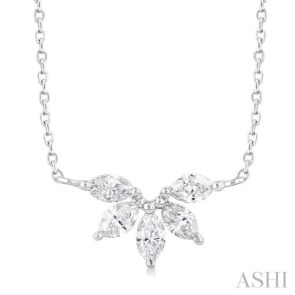 1/3 Ctw Semi-Circle Chevron Marquise Cut Diamond Fashion Necklace in 14K White Gold Hart's Jewelers Grants Pass, OR