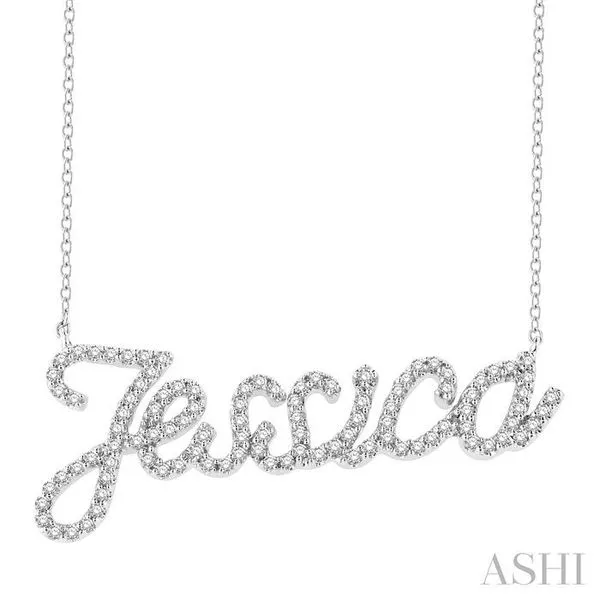 1/4 Ctw 'Jessica' Script Name Round Cut Diamond Necklace in 10K White Gold Hart's Jewelers Grants Pass, OR
